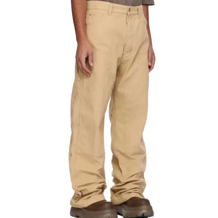 Beige B1ARCHIVE Wide Leg Carpenter Trousers Side