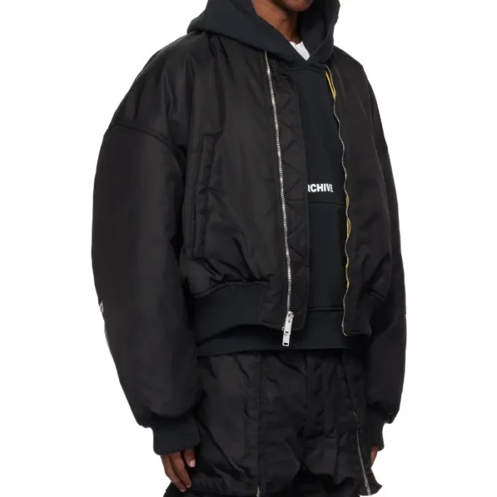 Black B1ARCHIVE Cropped Oversized Bomber Jacket Side