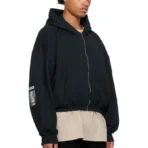 Black B1ARCHIVE Elastic Waist Zip-Up Hoodie Side