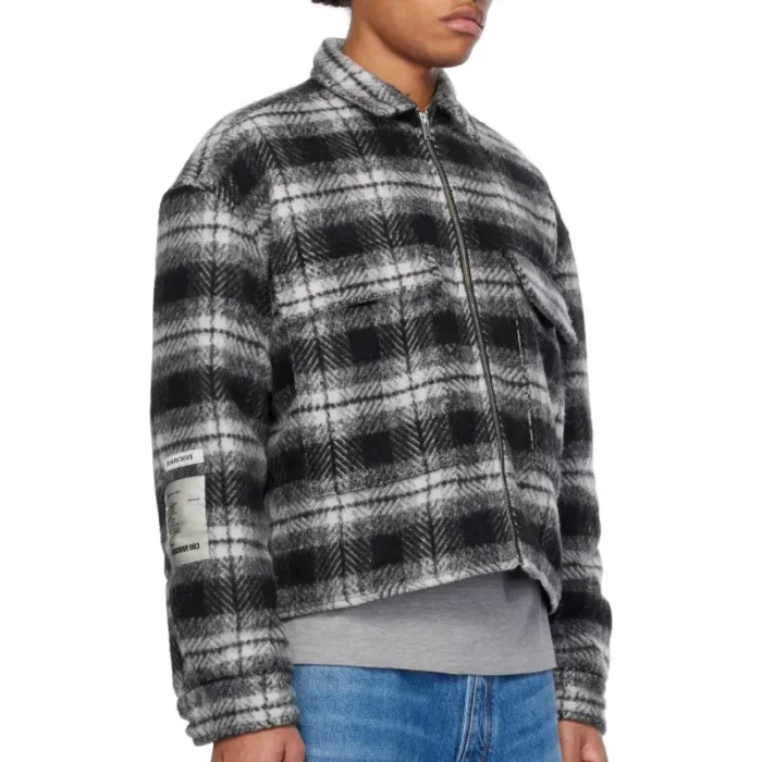 Black B1ARCHIVE Quilted Zip-Up Flap Pocket Jacket Side