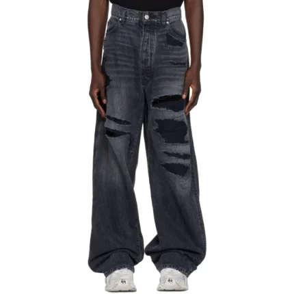Black B1ARCHIVE Wide Leg 5 Pocket Jeans