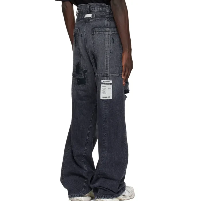 Black B1ARCHIVE Wide Leg 5 Pocket Jeans Back