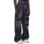 Black B1ARCHIVE Wide Leg 5 Pocket Jeans Side