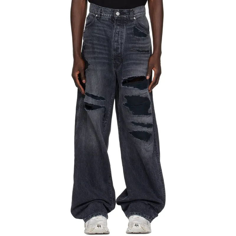 Black B1ARCHIVE Wide Leg 5 Pocket Jeans