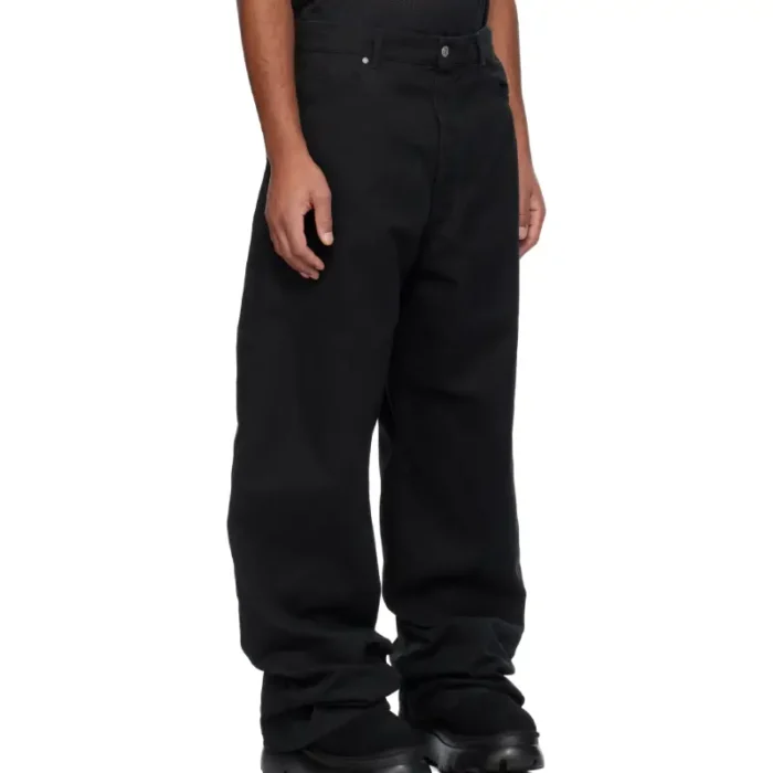 Black B1ARCHIVE Wide Leg Denim Jeans Side