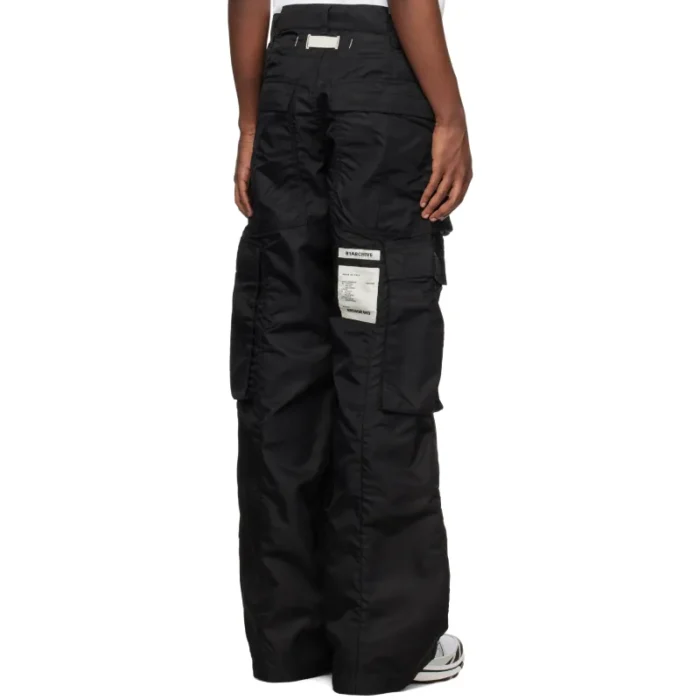 Black B1archive Wide Leg Nylon Cargo Pants Back