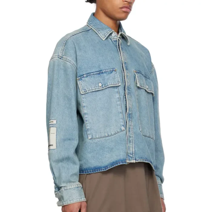 Blue B1ARCHIVE Flap Pocket Denim Shirt Side