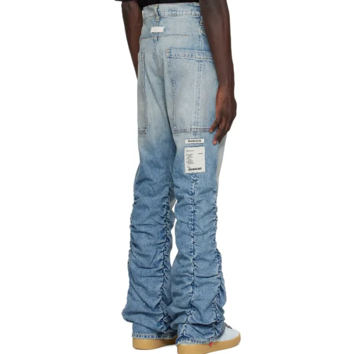 Blue B1ARCHIVE Shirred Kickflare Jeans Back