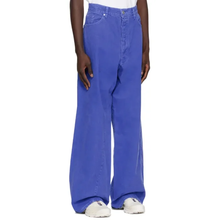 Blue B1ARCHIVE Wide Leg 5 Pocket Jeans Side
