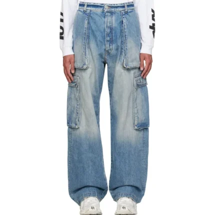 Blue B1ARCHIVE Wide-Leg Denim Cargo Pants