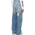 Blue B1ARCHIVE Wide-Leg Denim Cargo Pants Back