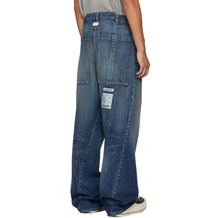 Blue B1ARCHIVE Wide Leg Denim Jeans Back