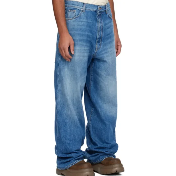 Blue B1ARCHIVE Wide Leg Jeans Side