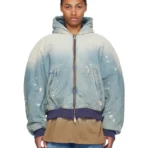 Blue B1ARCHIVE Workwear Hooded Zip-Up Denim Jacket