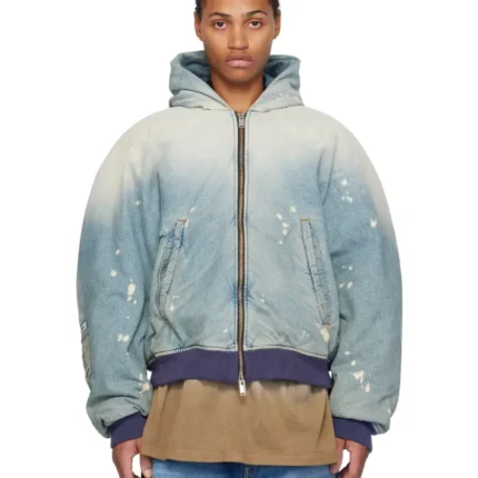Blue B1ARCHIVE Workwear Hooded Zip-Up Denim Jacket