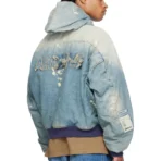 Blue B1ARCHIVE Workwear Seamless Hooded Zip-Up Denim Jacket Back