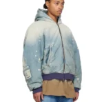 Blue B1ARCHIVE Workwear Seamless Hooded Zip-Up Denim Jacket Side