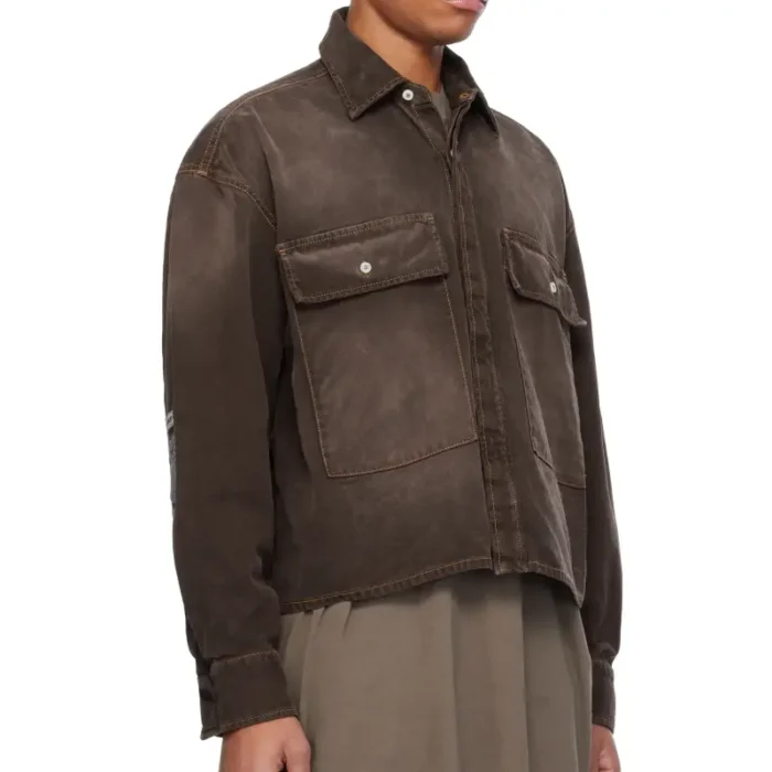 Brown B1ARCHIVE Flap Pocket Denim Shirt Side