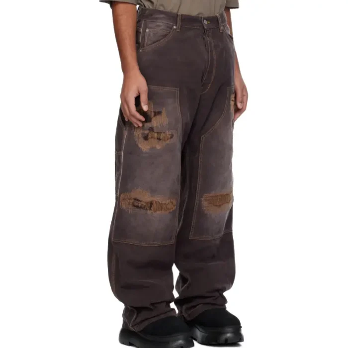 Brown B1ARCHIVE Wide Leg Carpenter Trousers Side