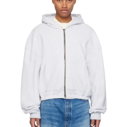 Gray B1ARCHIVE Elastic Waist Zip-Up Hoodie
