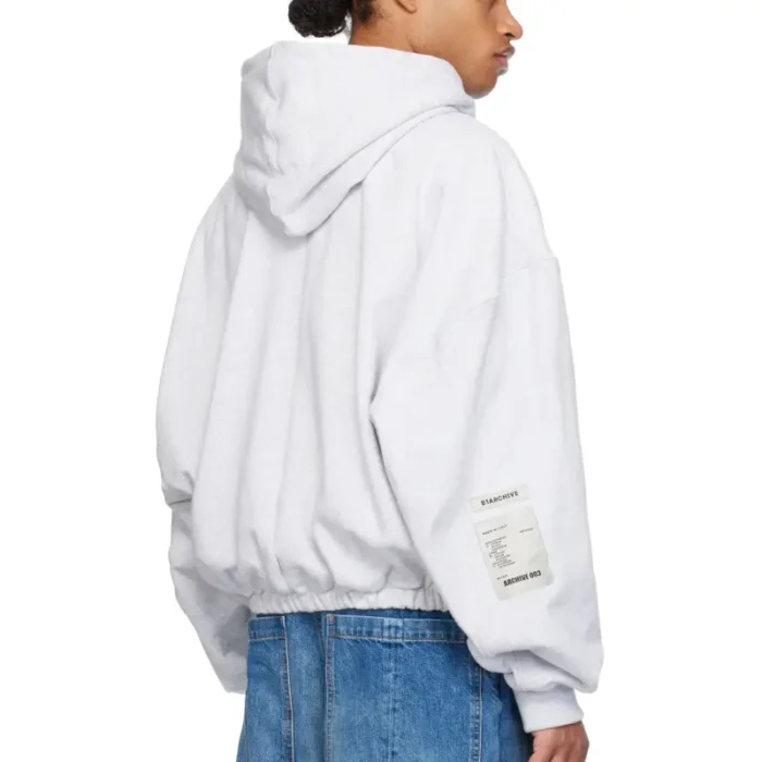 Gray B1ARCHIVE Elastic Waist Zip-Up Hoodie Back