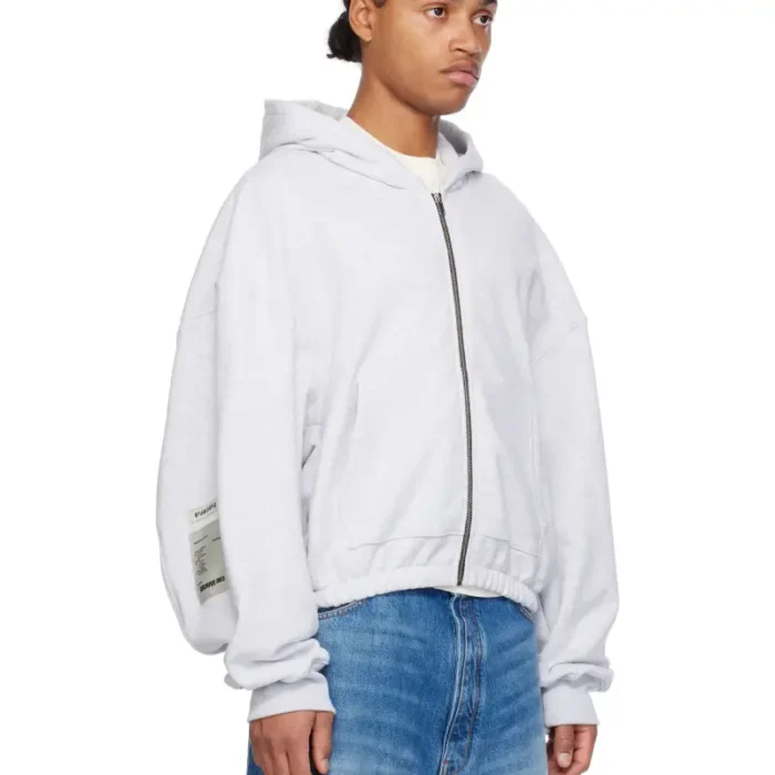 Gray B1ARCHIVE Elastic Waist Zip-Up Hoodie Side