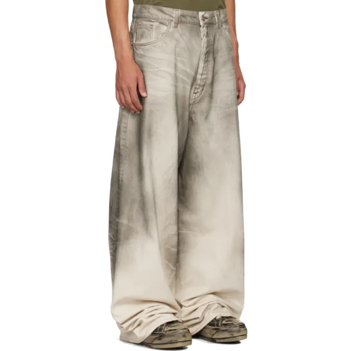 Gray B1ARCHIVE Wide Leg 5 Pocket Jeans Side