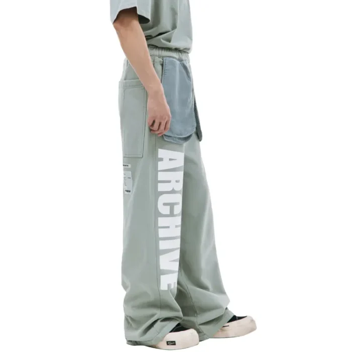 Green B1ARCHIVE Wide Leg Sweatpants Side