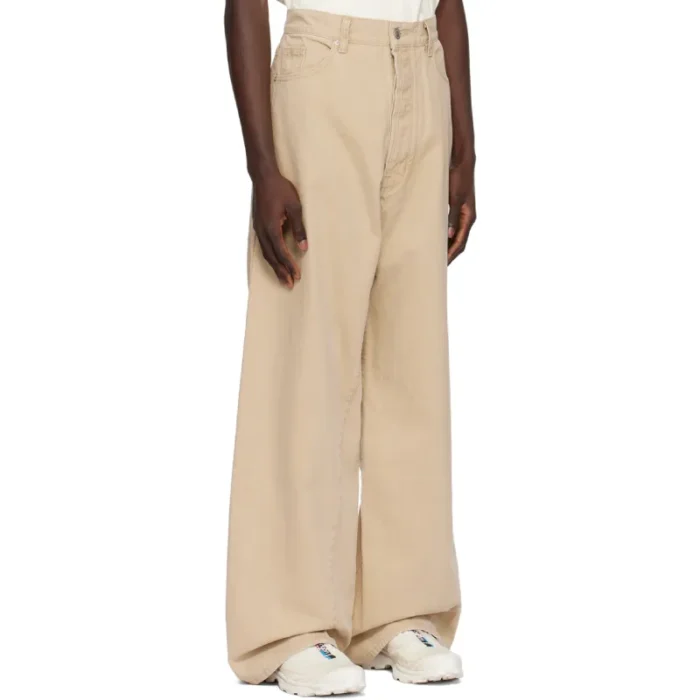 Khaki B1ARCHIVE Wide Leg 5 Pocket Denim Jeans Side