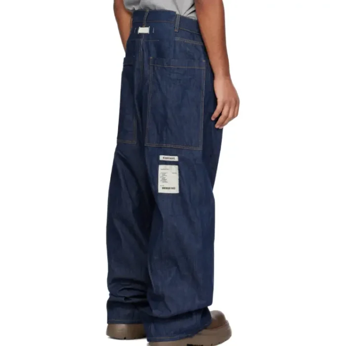 Navy B1ARCHIVE Wide Leg Denim Jeans Back