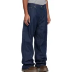 Navy B1ARCHIVE Wide Leg Denim Jeans Side