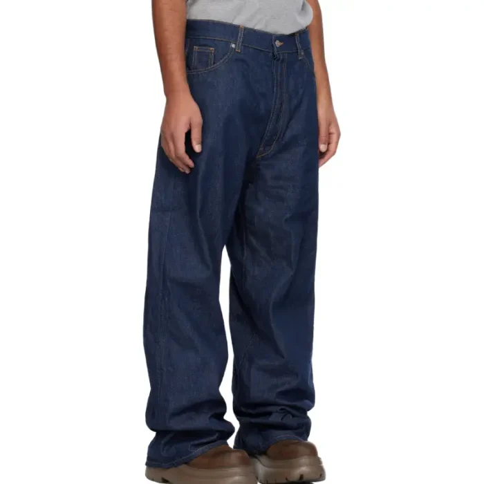 Navy B1ARCHIVE Wide Leg Denim Jeans Side