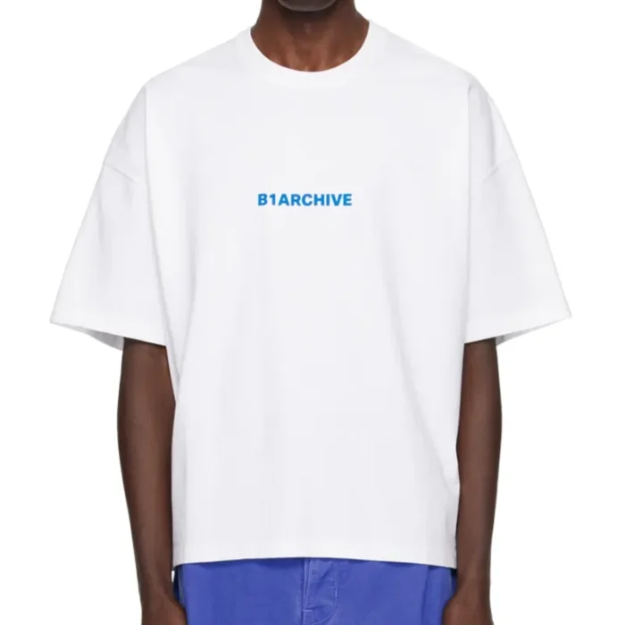White B1ARCHIVE Logo Printed Tee
